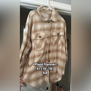 Time and Tru Plaid Flannel Jacket - Brown